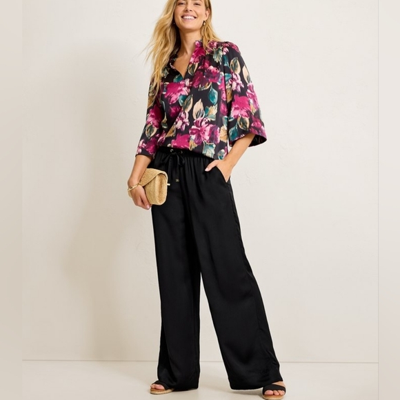 Tommy Bahama Pants - Tommy Bahama Satin High-Rise Wide-Leg Pants Size Medium